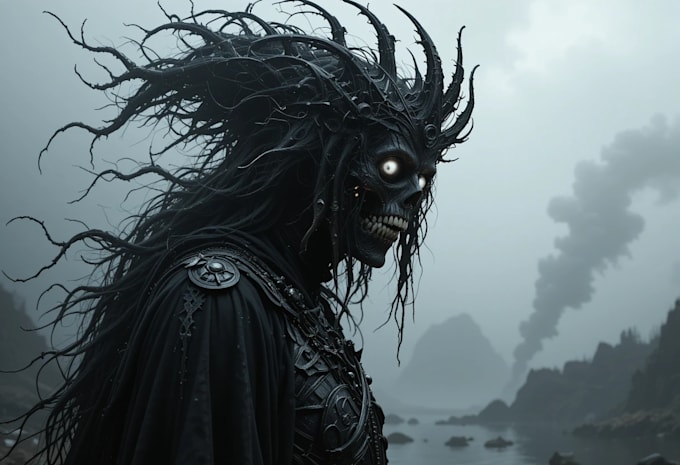 draw a metal, horror, dark art