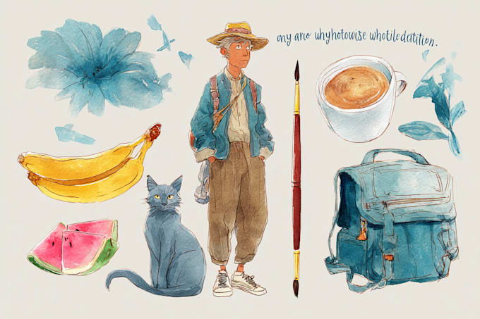 draw anything with watercolor illustration style