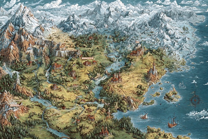 draw fantasy map design map maker vector map illustration