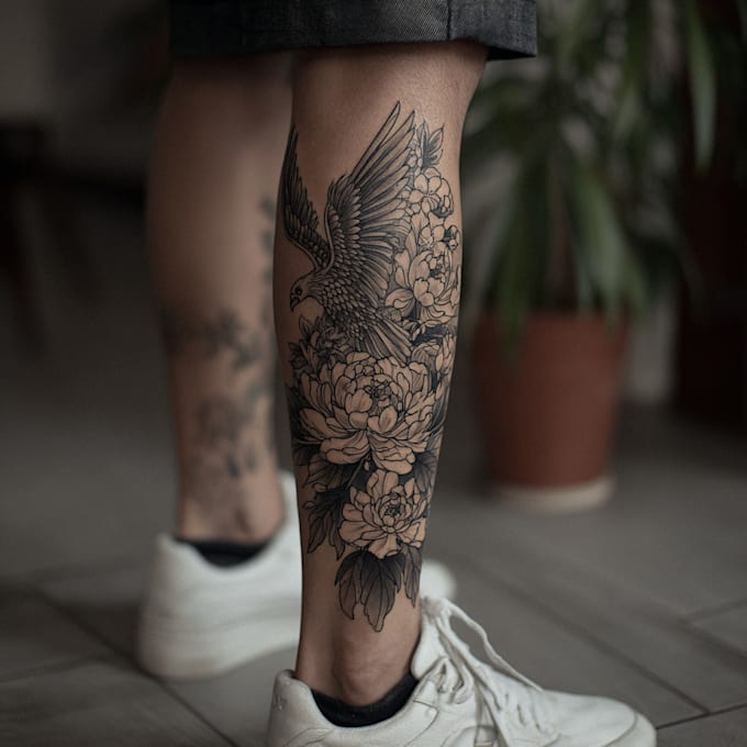create a tattoo design for leg sleeve