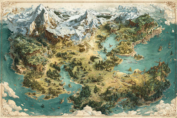 draw fantasy map illustration isometric map