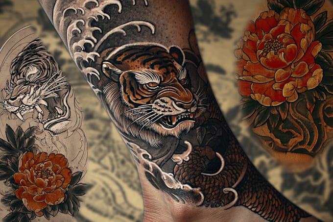 create your japanese custom tattoo design and illustration