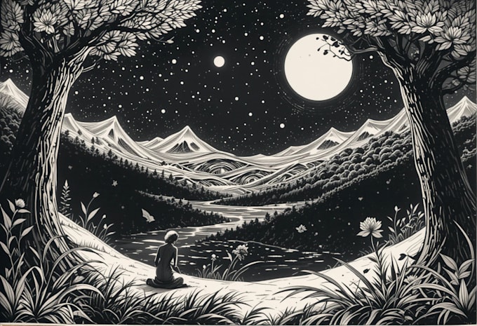 create unique linocut illustration