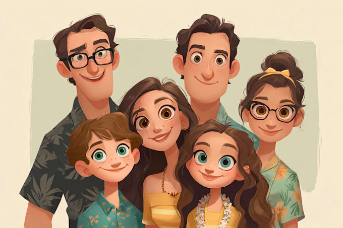 design a professional disney family portrait
