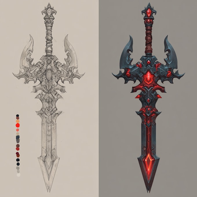 create weapon design and illustration