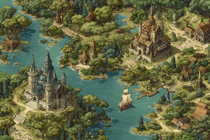 do fantasy map illustration