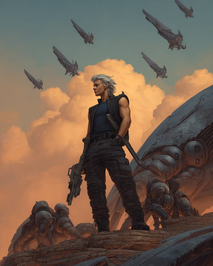 design sci fi book cover or ebook cover paperback