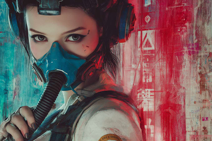 draw scifi or cyberpunk character portrait art