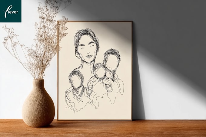 make scribble art, abstract line portrait