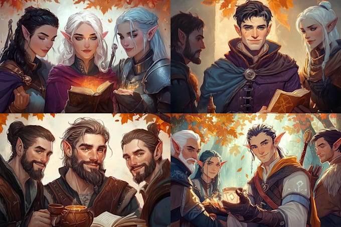 raw dnd character, fantasy character and dnd party