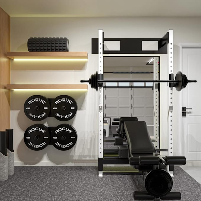 Design 3d gym interior, fitness center, yoga, with 3d modeling and ...