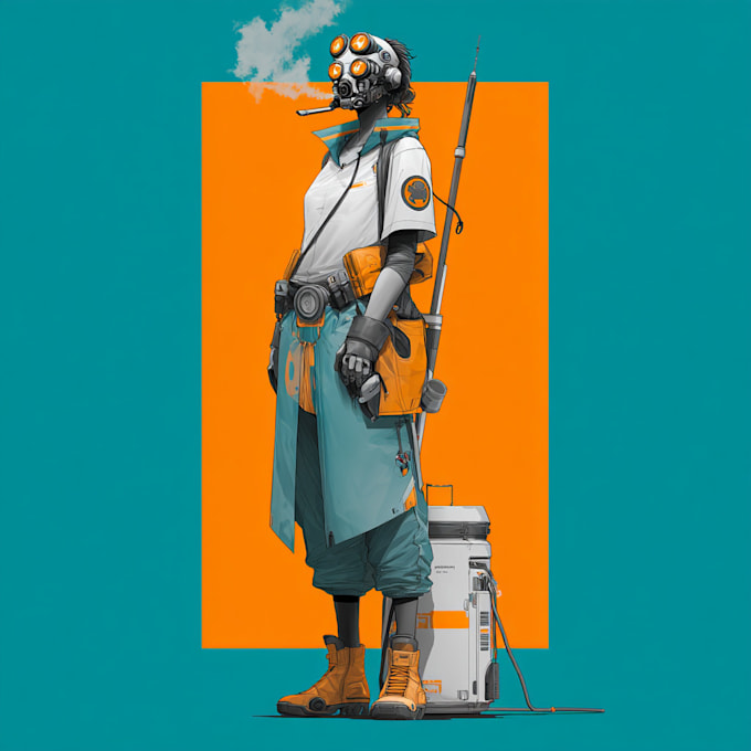 a sci fi character illustration or sci fi character