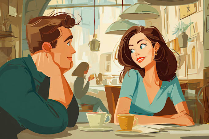 draw vector cartoon portrait human, animals and objects