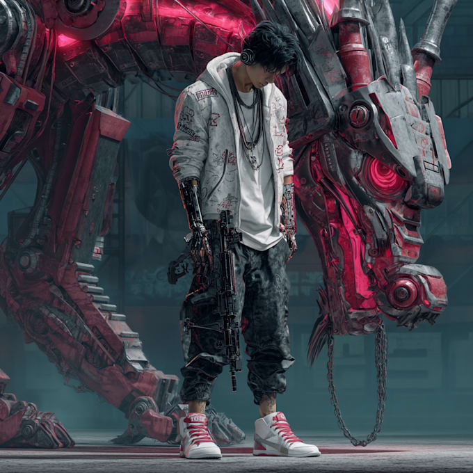 create scifi or cyberpunk character artwork