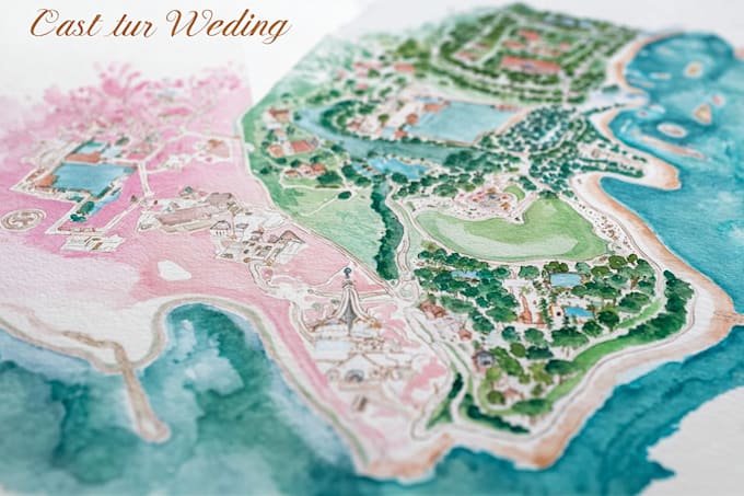 watercolor map illustration just for you