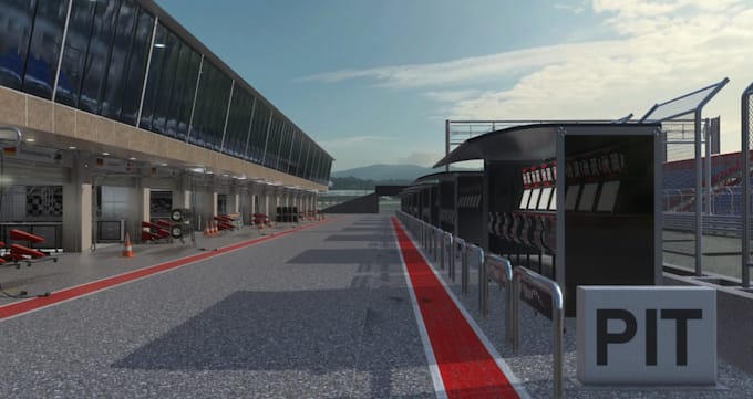 construct 3d race track, cgi landscape render, kart circuit,play ground for game