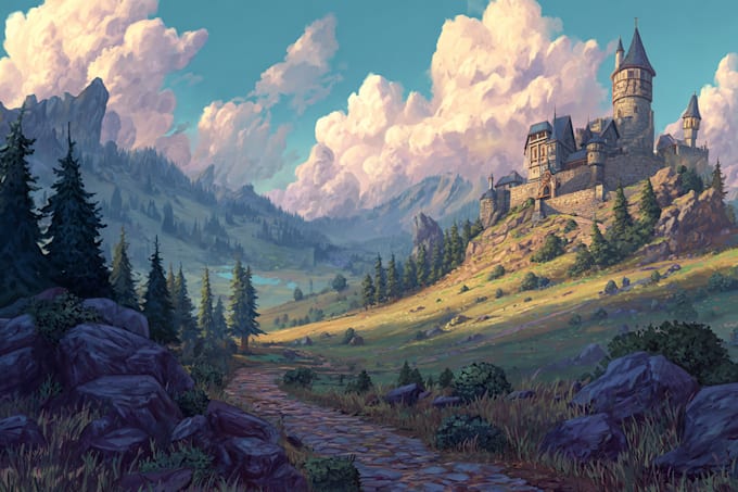 illustrate a surreal landscape or city drawing