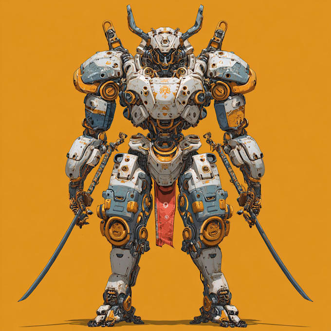 do cyberpunk, sci fi, robot, mecha character concept art my style