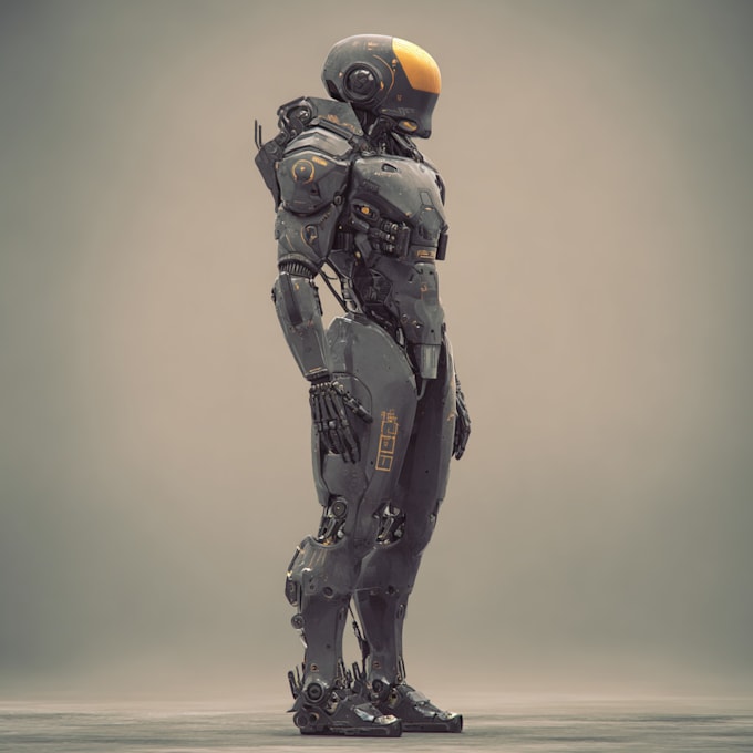 do  cyberpunk, sci fi, robot, mecha character concept art