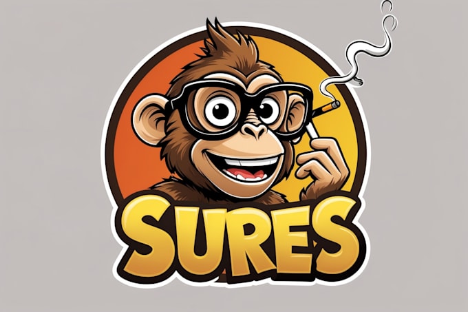 do make monkey smoking wearing glasses mascot logo