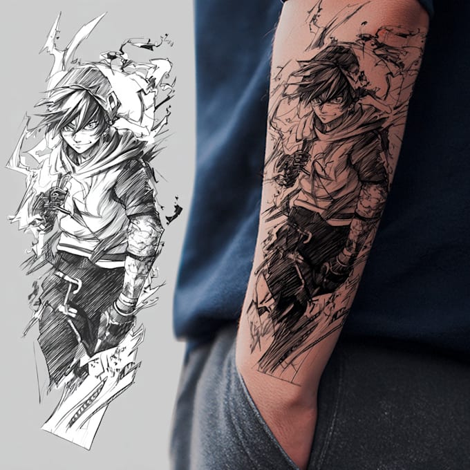 make comic cartoon anime tattoo design