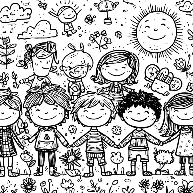 draw cute children coloring book pages1