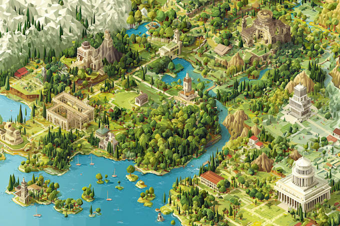 vector map illustration map design isometric cartography