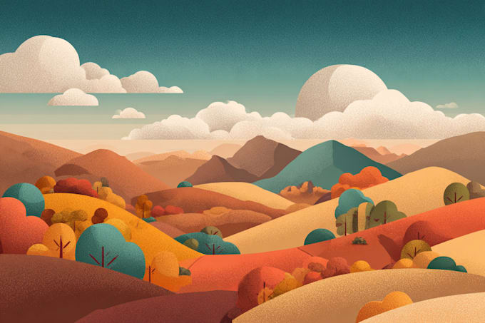 draw a flat vector landscape illustration