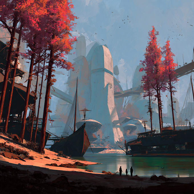 Drae 2d environment design concept art, fantasy art illustration by ...