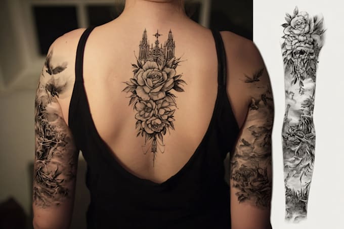 draw a full sleeve tattoo design unique modern