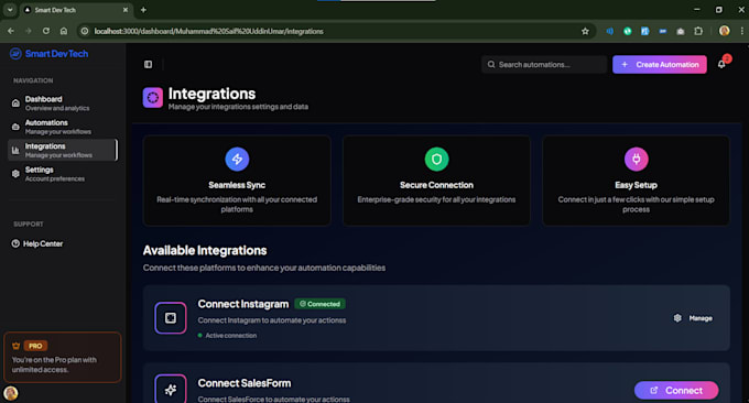 develop business websites with integrated automation features