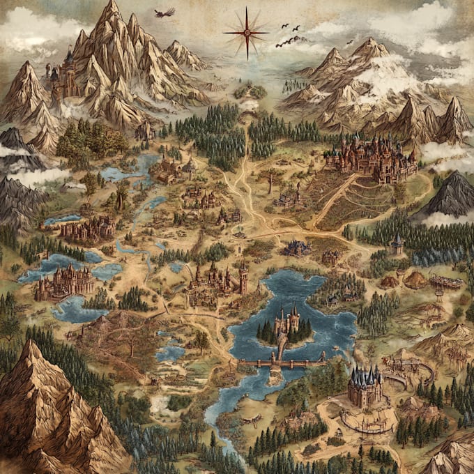 do fantasy map design vector map illustration city map
