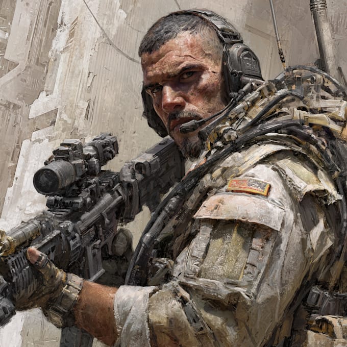 create realistic military, war, or sci fi illustrations