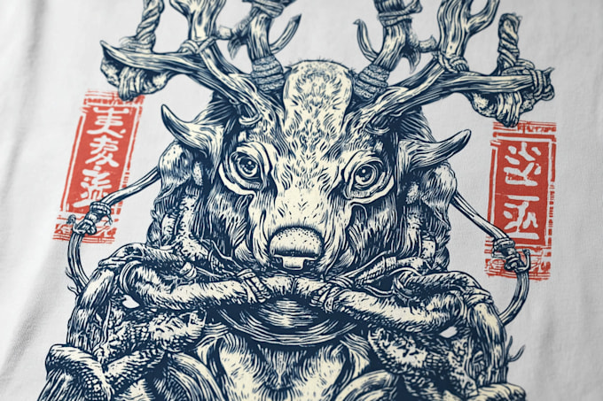make a linocut tshirt design for brand