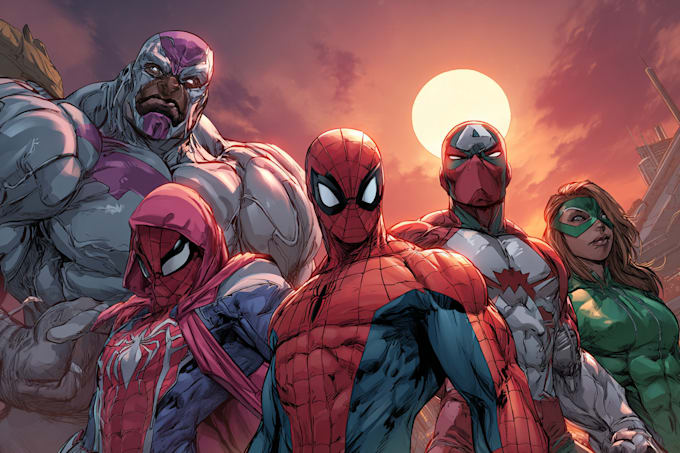 illustrate a superhero comic cover art