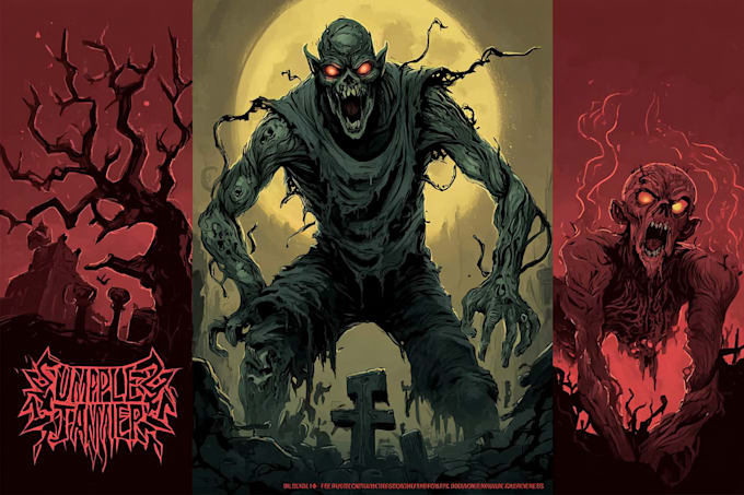 illustrate the undead zombie art in various styles