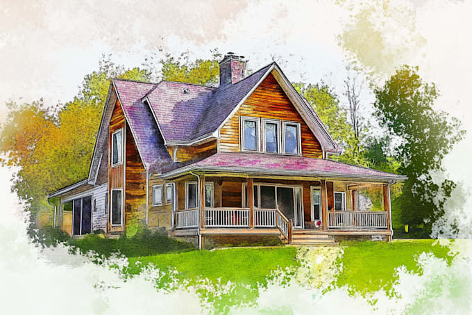 do an a custom watercolor house portrait