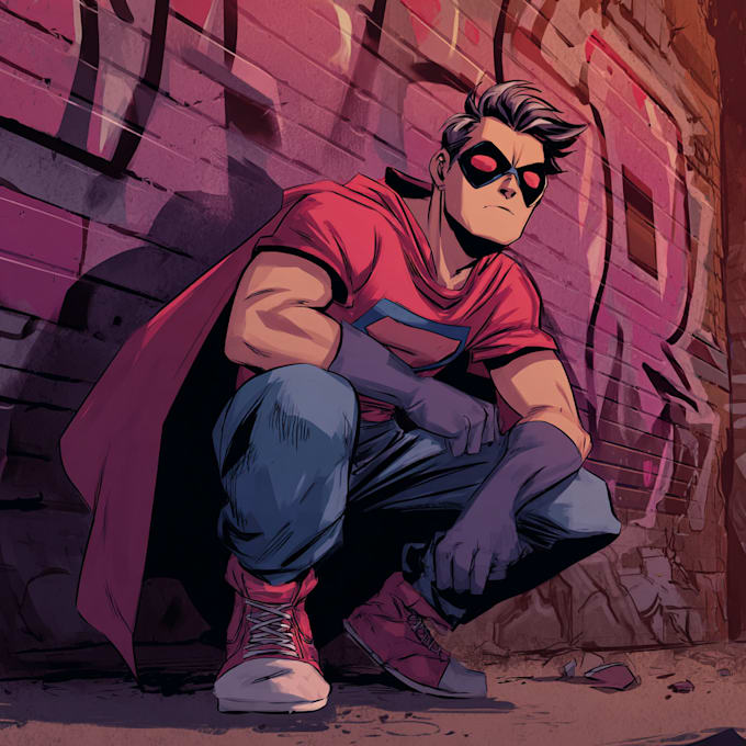 draw superhero character comic  for you