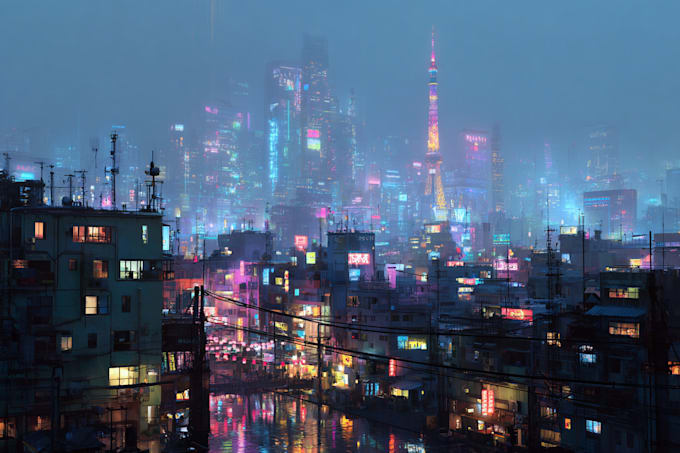 create a cyberpunk sci fi futuristic city for your project
