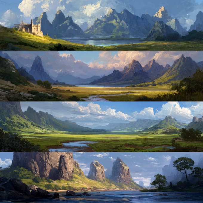 Do a fantasy art design environment concept art illustration by ...