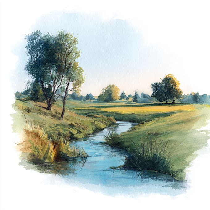 draw a watercolor landscape illustration