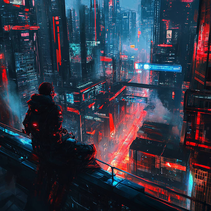 do cyberpunk scifi futuristic city