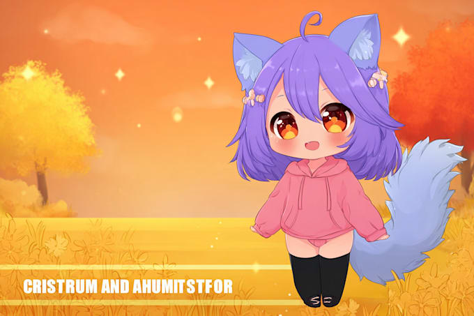 design logo with cute anime mascot, chrioptera