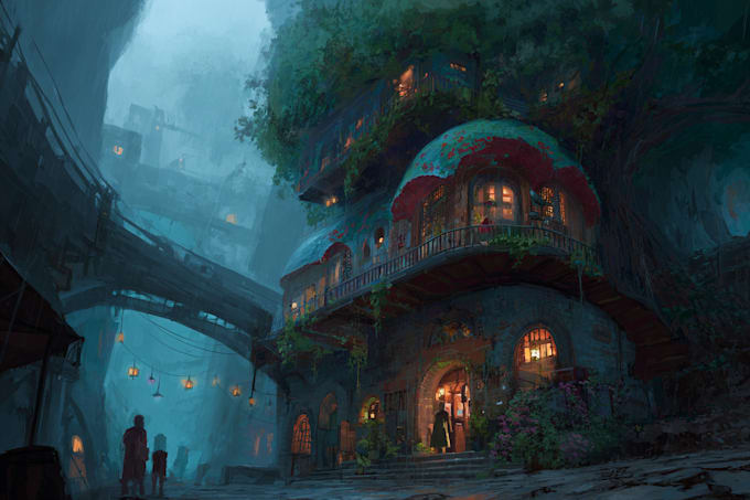 draw a magical environment concept art