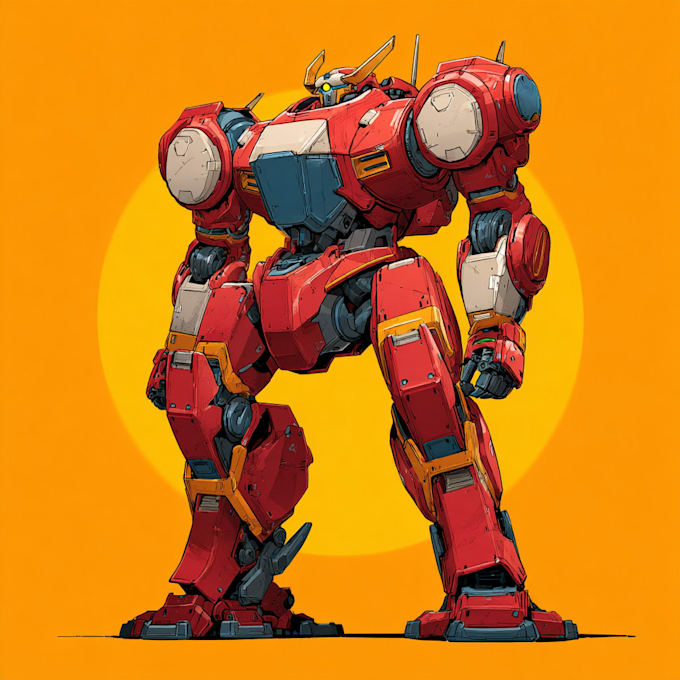 draw amazing character mecha robot illustration
