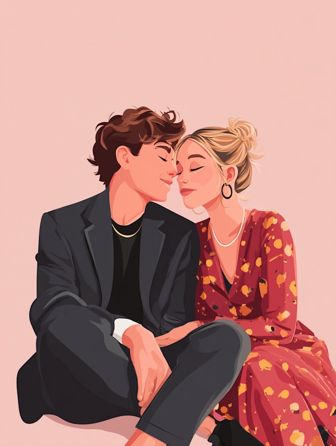 make cartoon  couple portrait