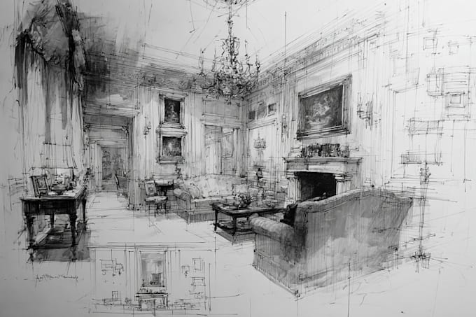 draw interior sketch and architectural designs