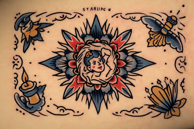 create american traditional tattoo style design
