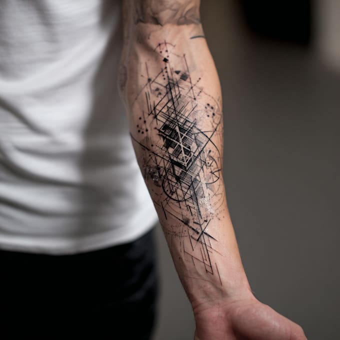 create sleeve tattoo design in geometric style