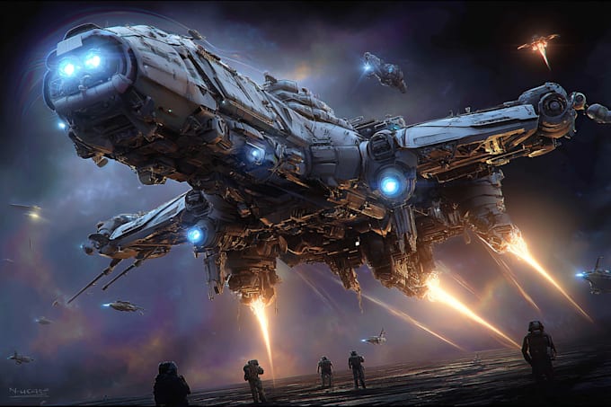 make a sci fi spaceship art